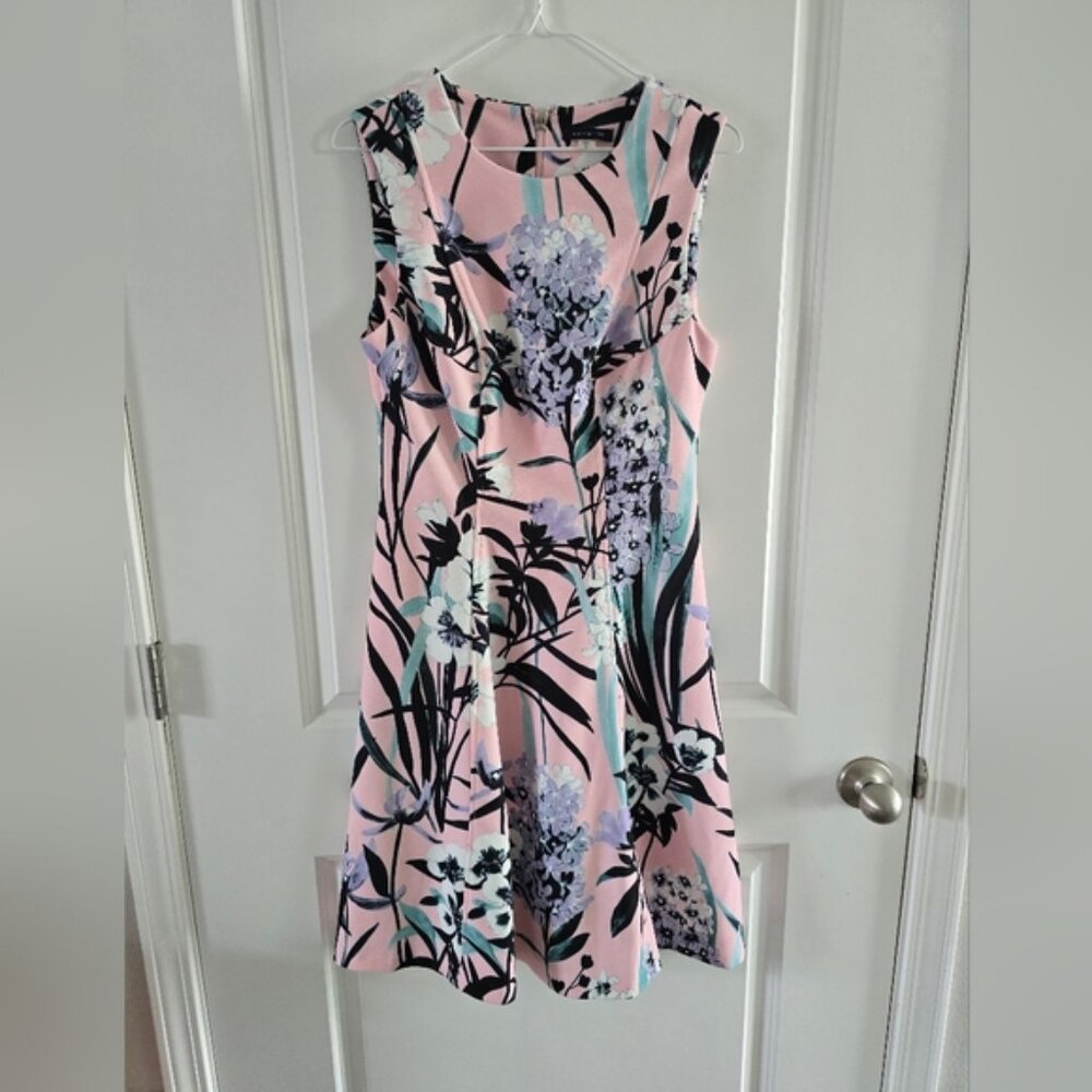 Tommy Hilfiger Floral Sleeveless Dress in Pink and Black